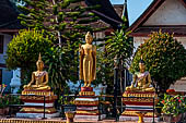 Luang Prabang, Laos - Wat Mai, Buddha statues inside the temple precinct. 